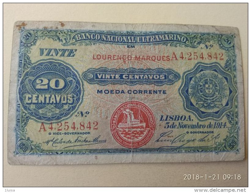 20 Centavos 1914 - Mozambico