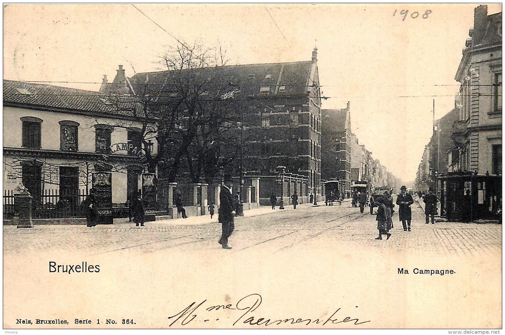 BRUXELLES : MA CAMPAGNE - CHAUSSEE DE WATERLOO - ARRET DU TRAMWAY - ATTELAGE - ANIMEE - St-Gilles - St-Gillis