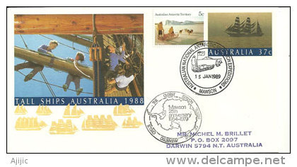 Entier Postal Tall Ship Australia, Posté à La Base Mawson (Antarctique) 1989  Unique ! - Covers & Documents