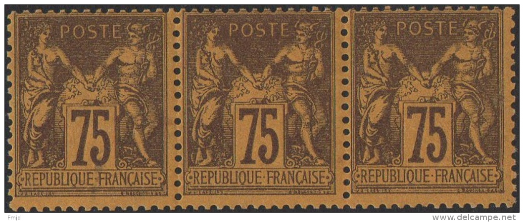 N°_99 BANDE DE 3 TIMBRES TYPE SAGE TYPE 2 NEUF*/** - 1876-1898 Sage (Tipo II)