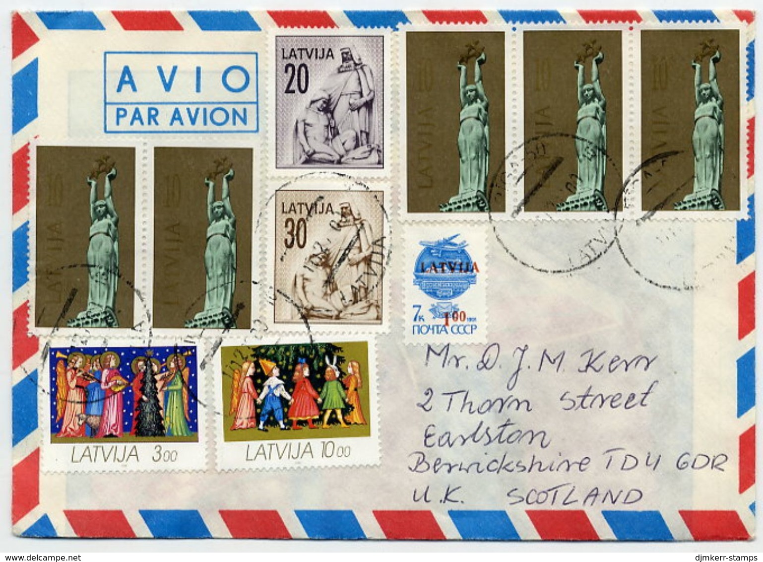 LATVIA 1992 Airmail Cover With Mixed Franking - Letonia