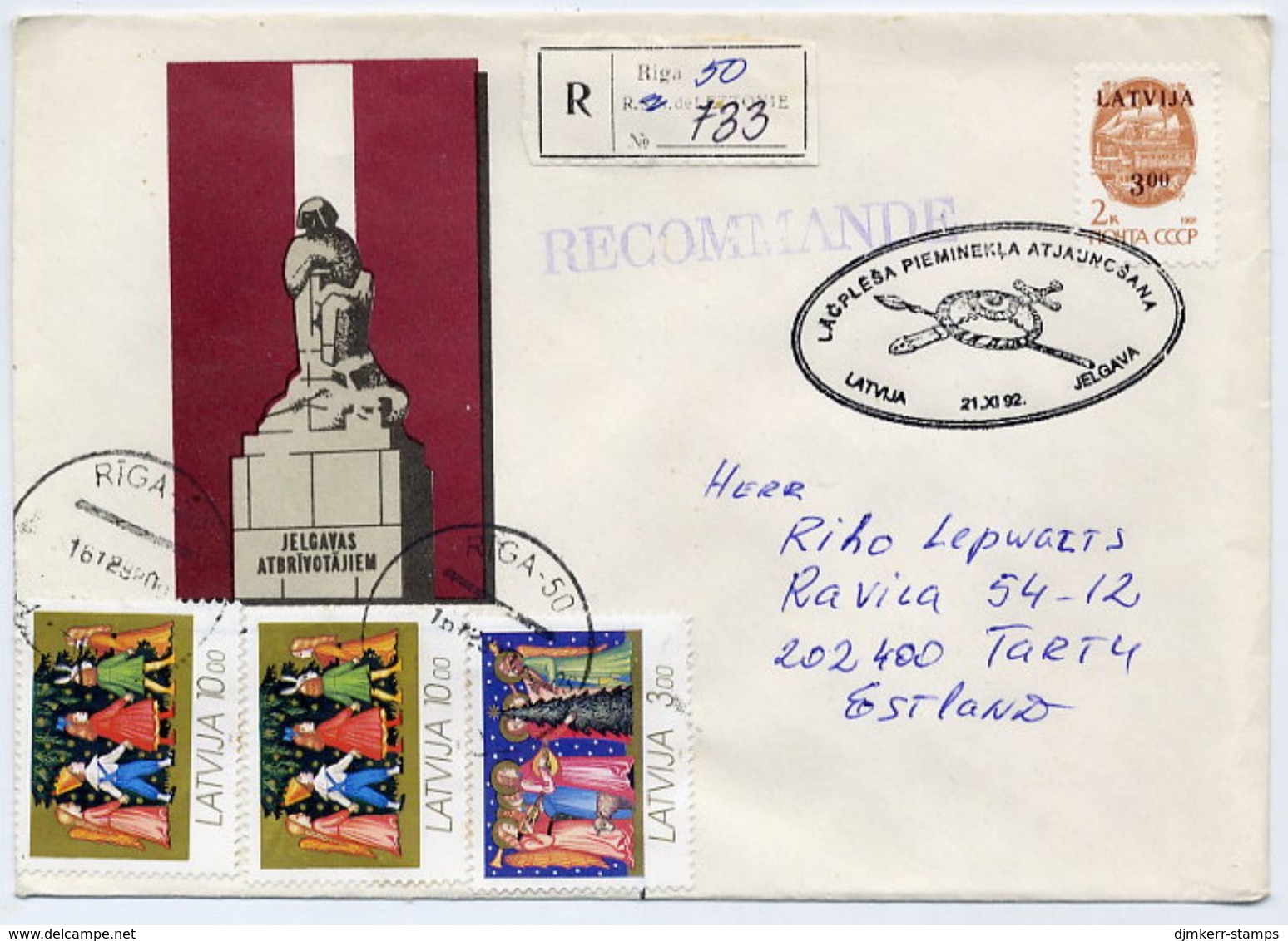 LATVIA 1992 Registered Cover With Commemorative Postmark. - Lettland