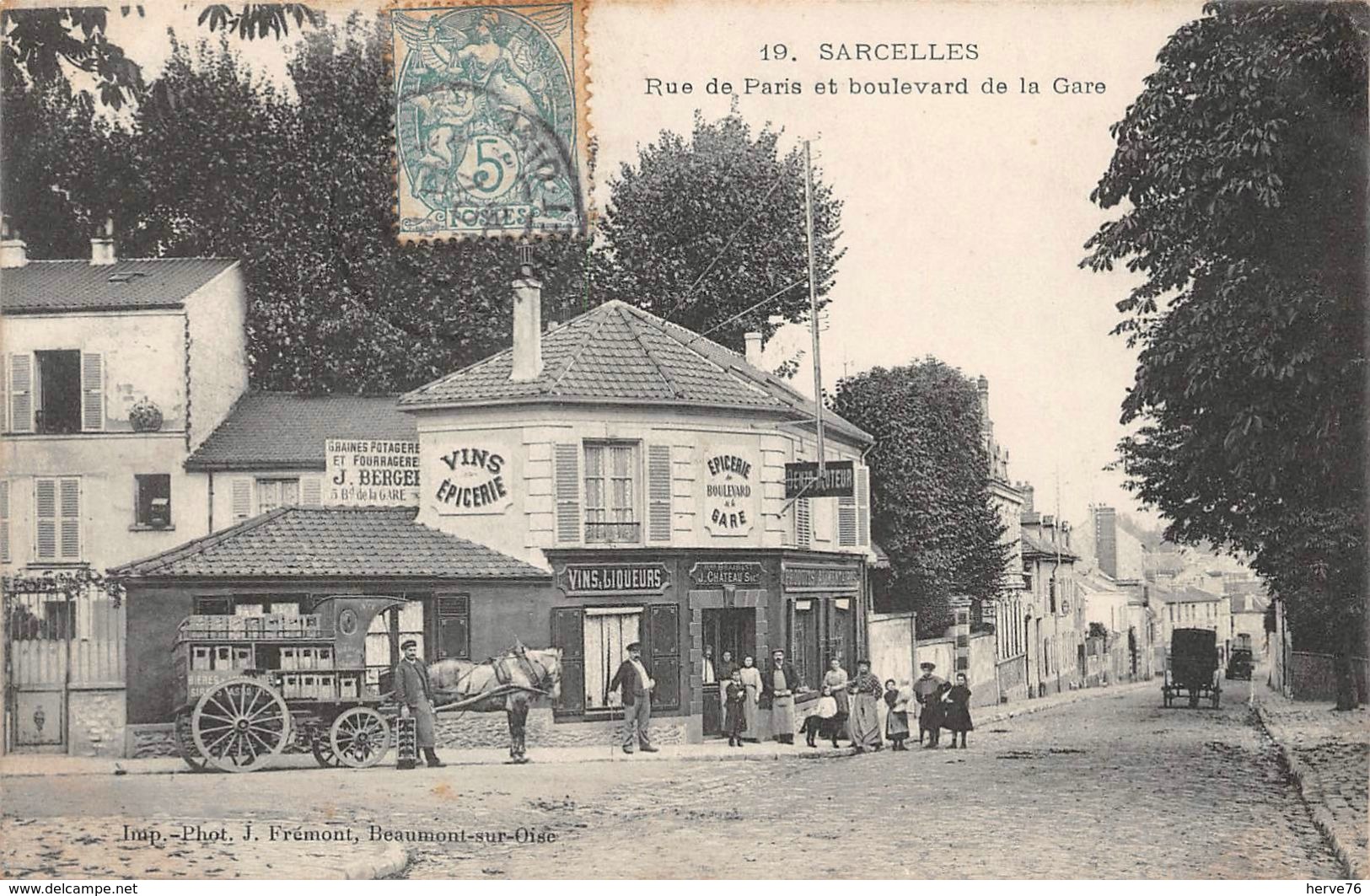 SARCELLES - Rue De Paris Et Boulevard De La Gare - Attelage - épicerie - Sarcelles