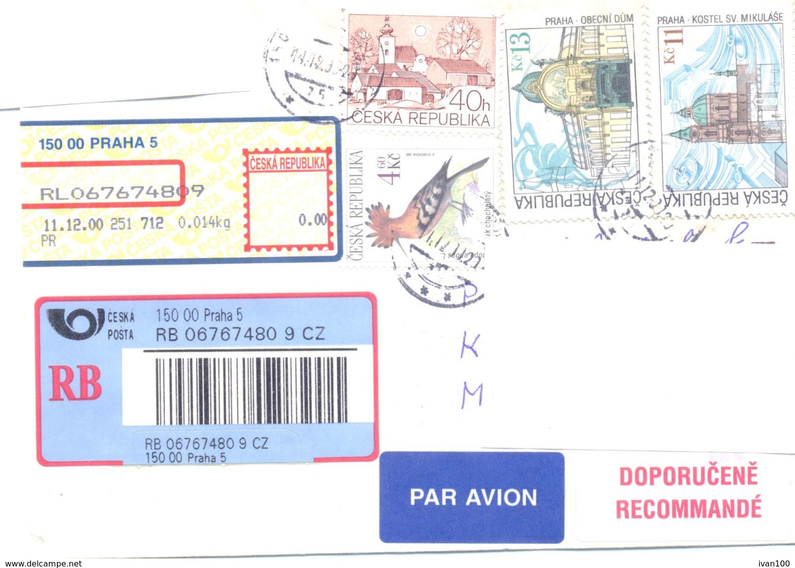 2000. Czech Republic,  The Letter Sent By Registered Air-mail Post To Moldova - Lettres & Documents