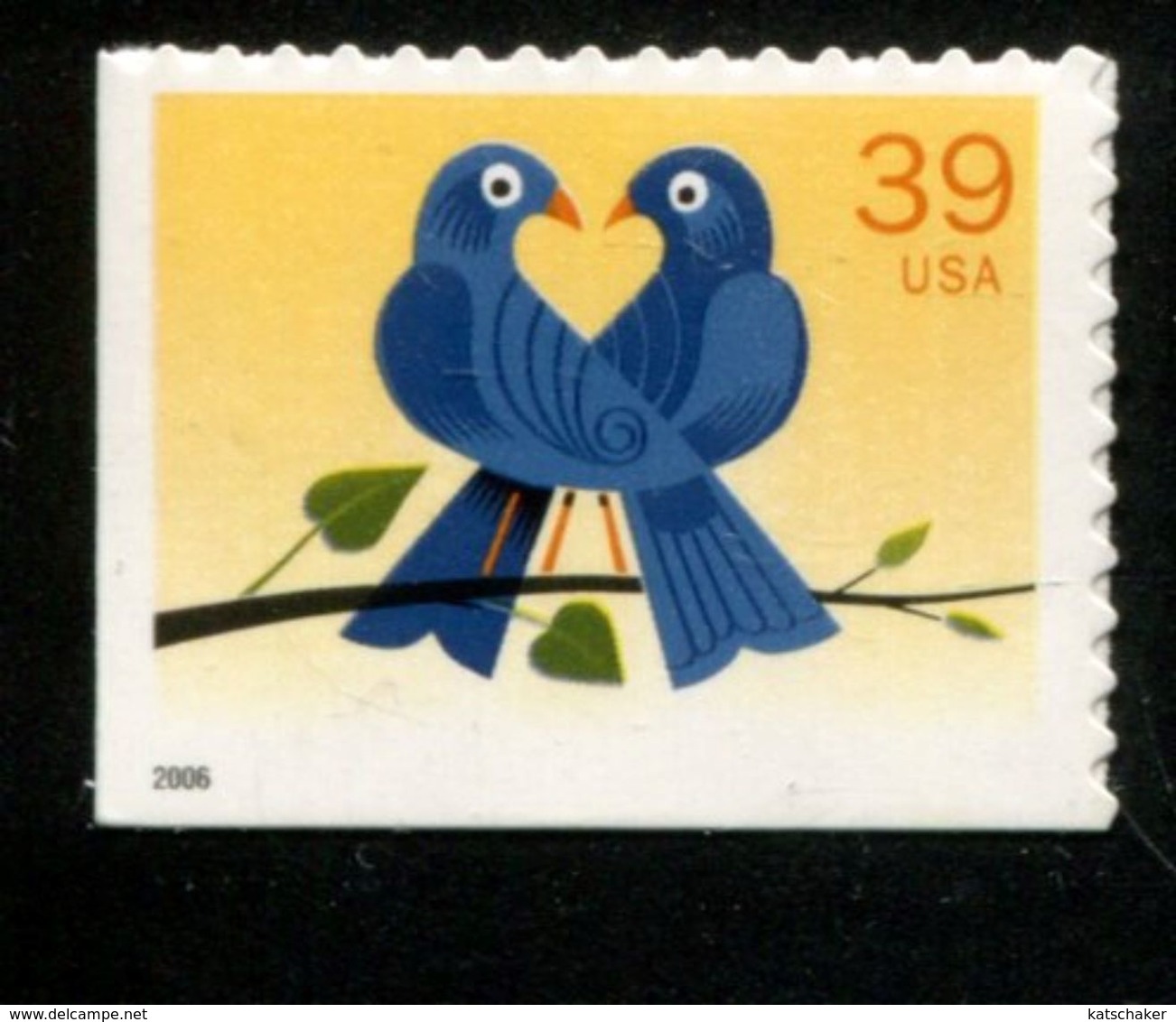 513552183 USA  POSTFRIS  MNH *** YEAR 2006 SCOTT 4029 Love Birds Links En Onder Ongetand - Unused Stamps
