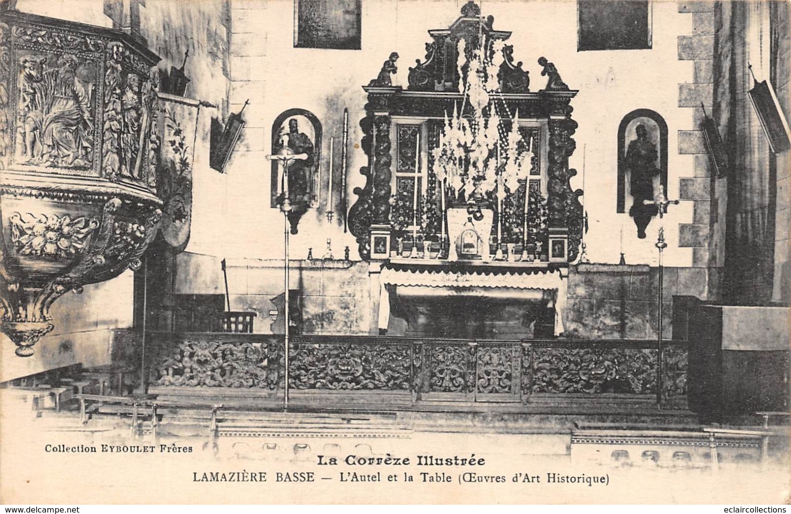 Lamazière Basse     19       2  Cartes   Autel De L'église Et Château De Roussilhe    (voir Scan) - Autres & Non Classés