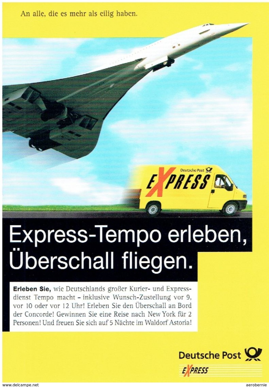 Werbekarte Deutsche Post Express (mit Concorde) - Gewinnspielkarte - 1946-....: Moderne