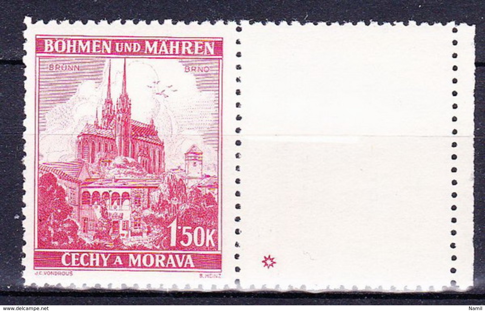 Boheme Et Moravie 1939 Mi 30 Zf (Yv 30 Avec Vignette), (MNH) ** - Unused Stamps