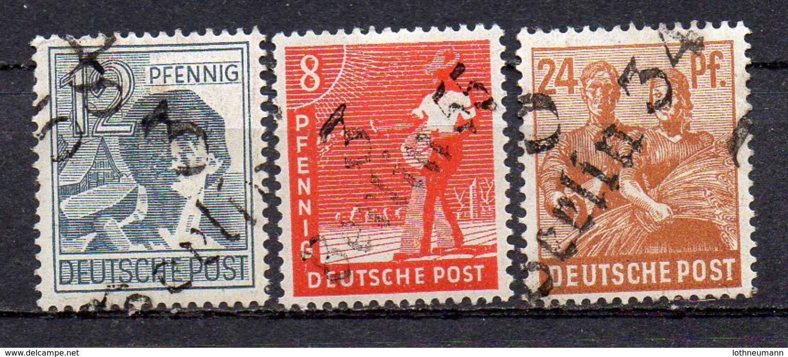 SBZ 1948: 3 Ungebr. Bez.-Aufdr.-Marken Aus Bez. 3 (s. Beschreib.), Altprüfersignaturen Fläschendräger Bzw. Schmidt - Sonstige & Ohne Zuordnung