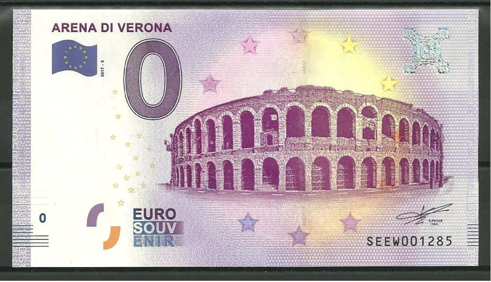 Billet Touristique 0 Euro 2017  ITALIE Arênes De Vérone - Pruebas Privadas