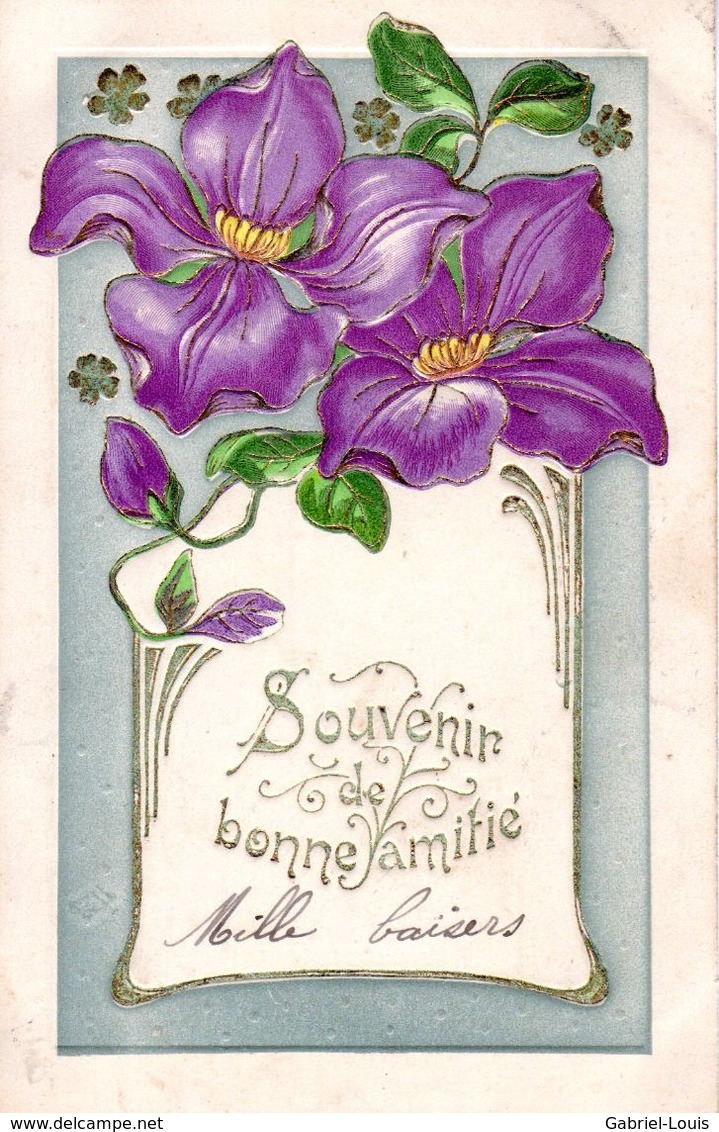 Souvenir De Bonne Amitié - Gaufrée - Fleurs - 1er Avril - Poisson D'avril