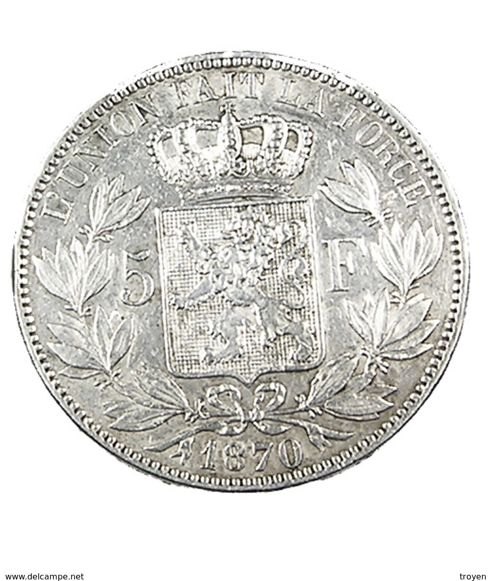 5 Francs  - Belgique - 1870 -  TB+  -  Argent - - 5 Francs