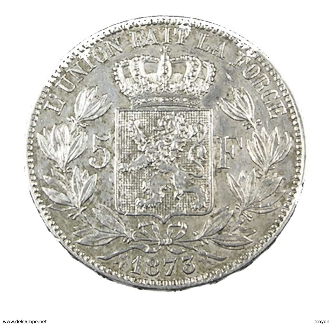 5 Francs  - Belgique - 1873 -  TB+  -  Argent - - 5 Francs