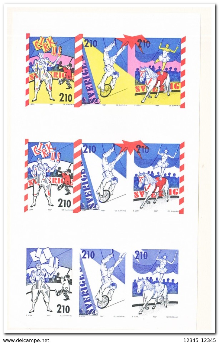 Zweden 1987, Circus, (little Crease In Map) See Scan Difficult To See - Proofs & Reprints