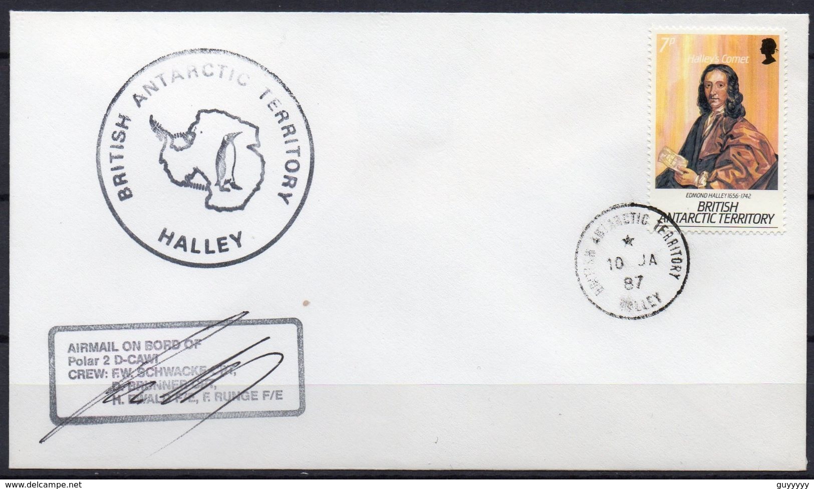 British Antarctic Territory - 1987 - Yvert N° 152 - Edmond Haley - Lettres & Documents