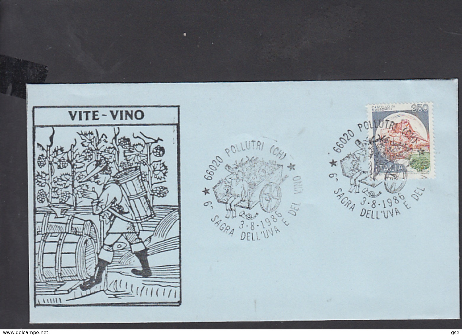 ITALIA  1986 - Annullo Speciale Illustrato - Sagra Uva E Vino - Pollutri (CH) - Vini E Alcolici