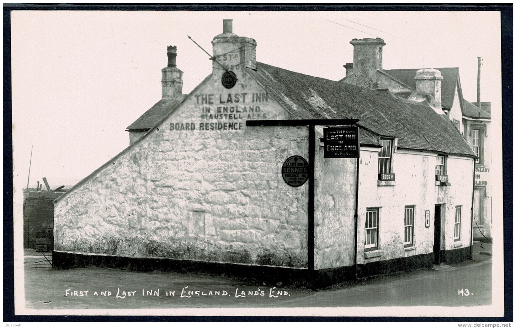 RB 1186 - Real Photo Postcard - First &amp; Last Inn In England - Land's End Cornwall - Land's End