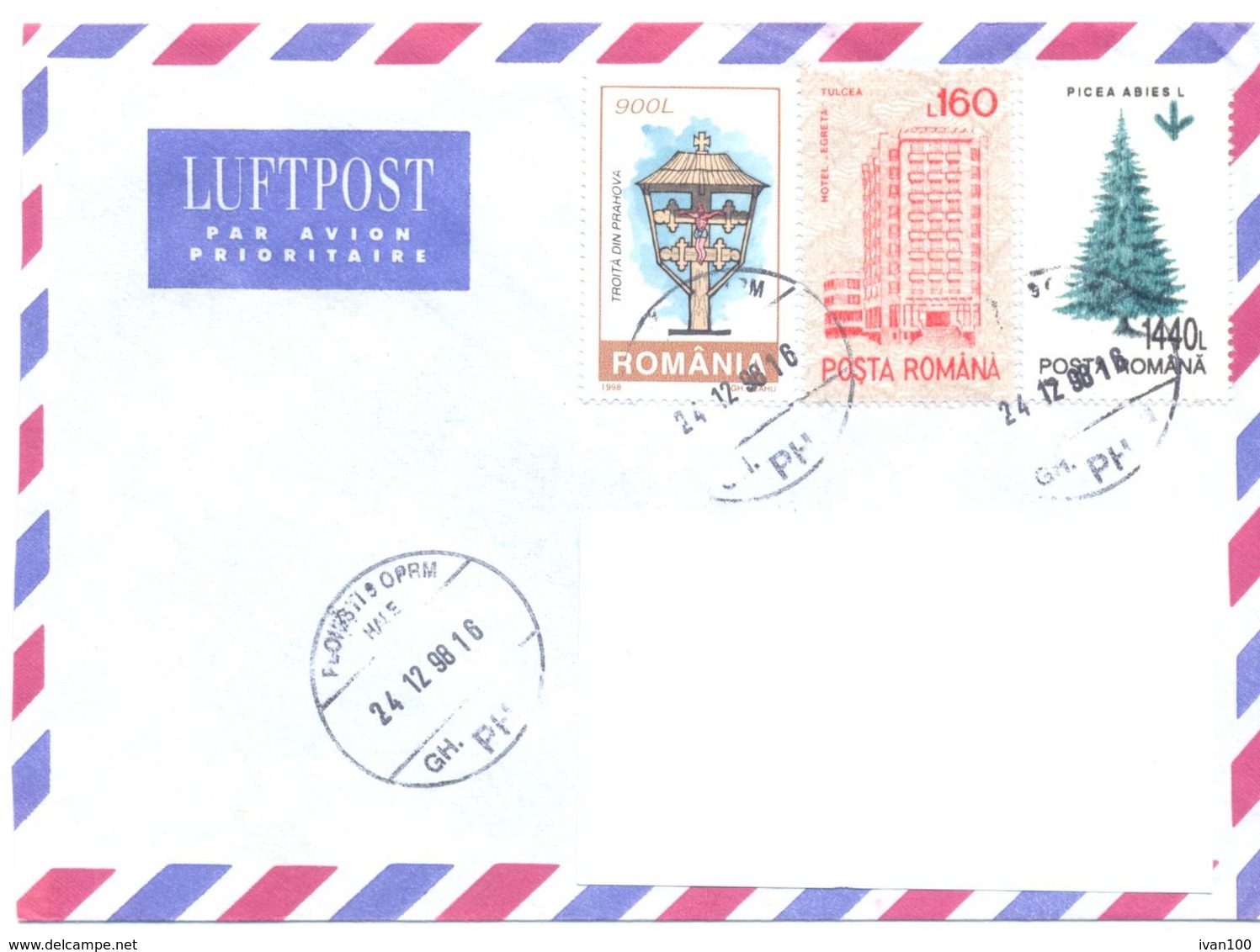 1998. Romania, The Letter Sent  By Air-mail Post To Moldova - Cartas & Documentos