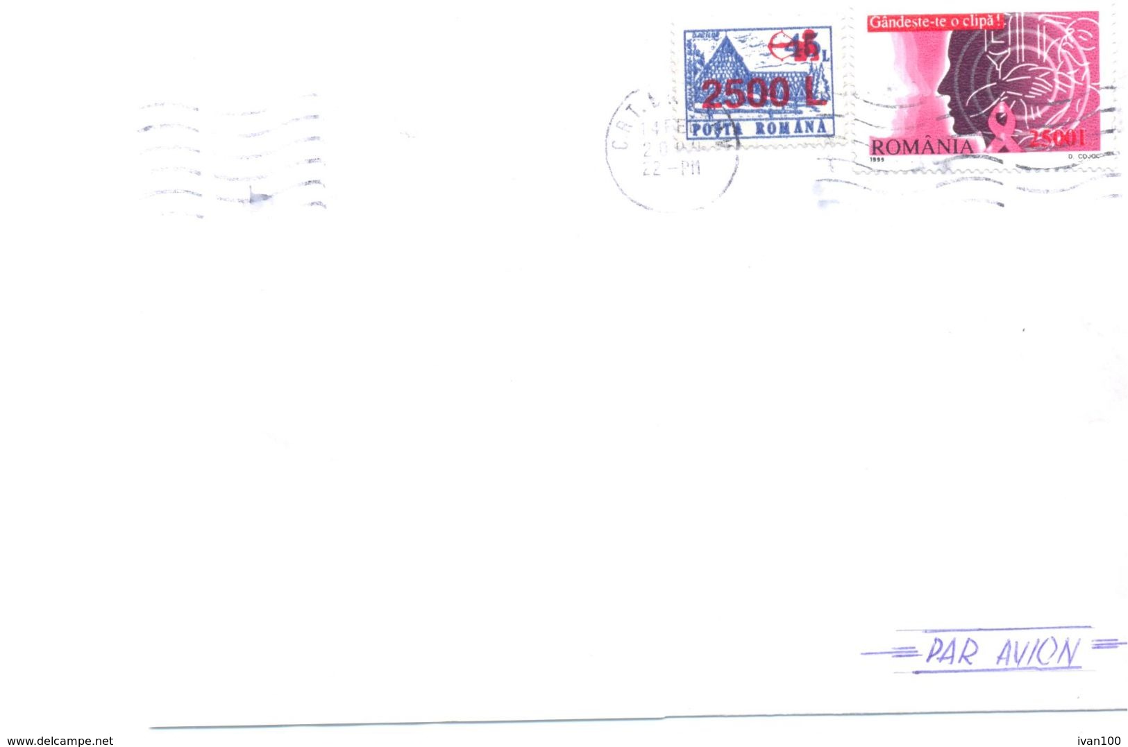 2000. Romania, The Letter Sent  By Air-mail Post To Moldova - Cartas & Documentos
