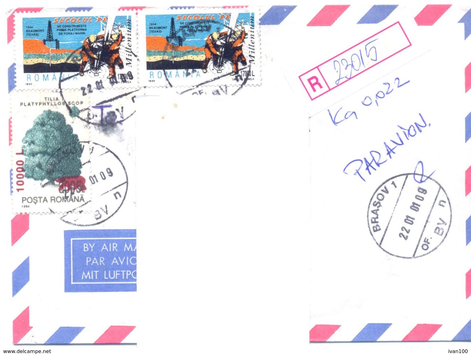 2001. Romania, The Letter Sent  By Registered Air-mail Post To Moldova - Brieven En Documenten