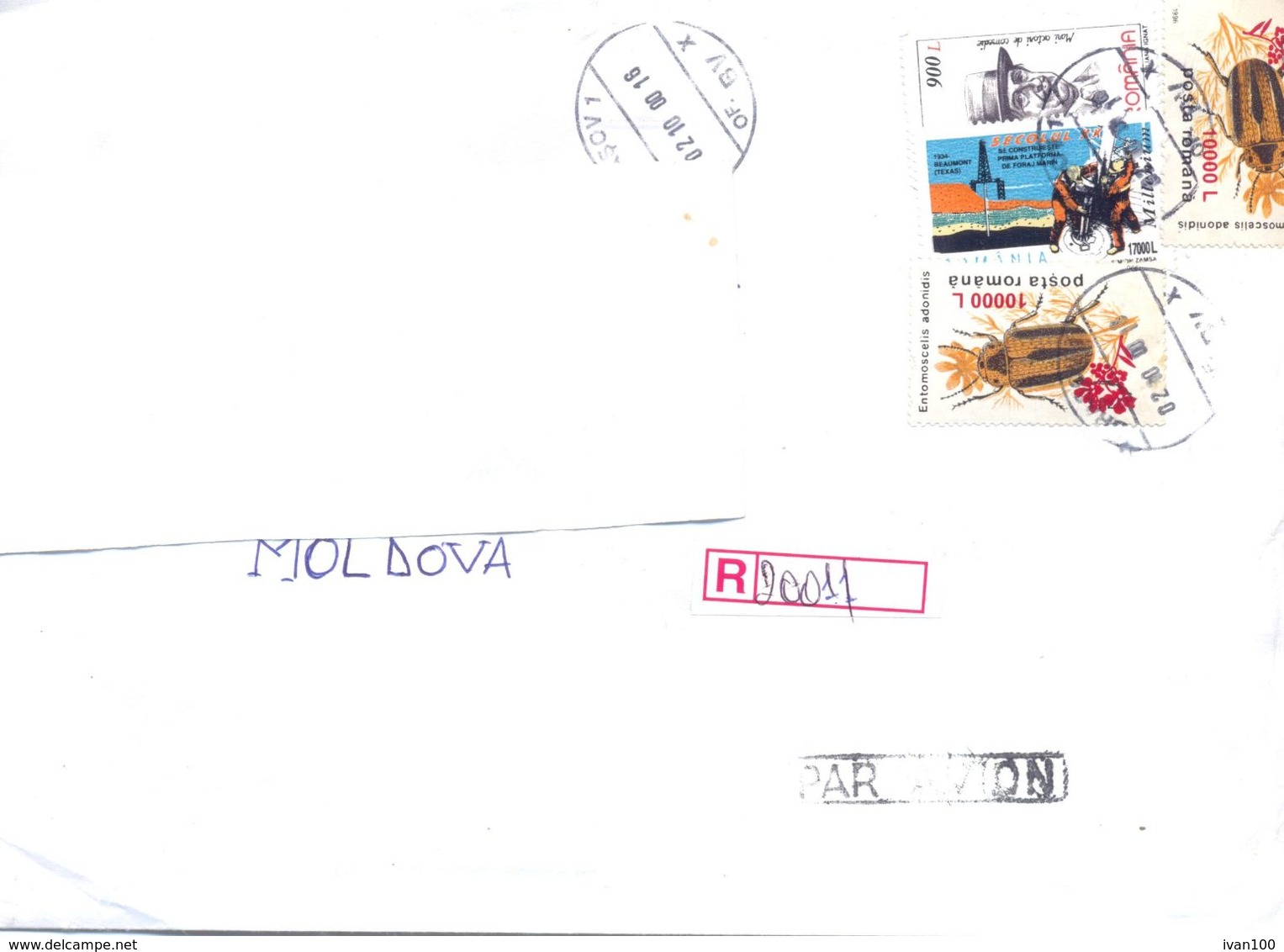 2000. Romania, The Letter Sent  By Registered Air-mail Post To Moldova - Briefe U. Dokumente
