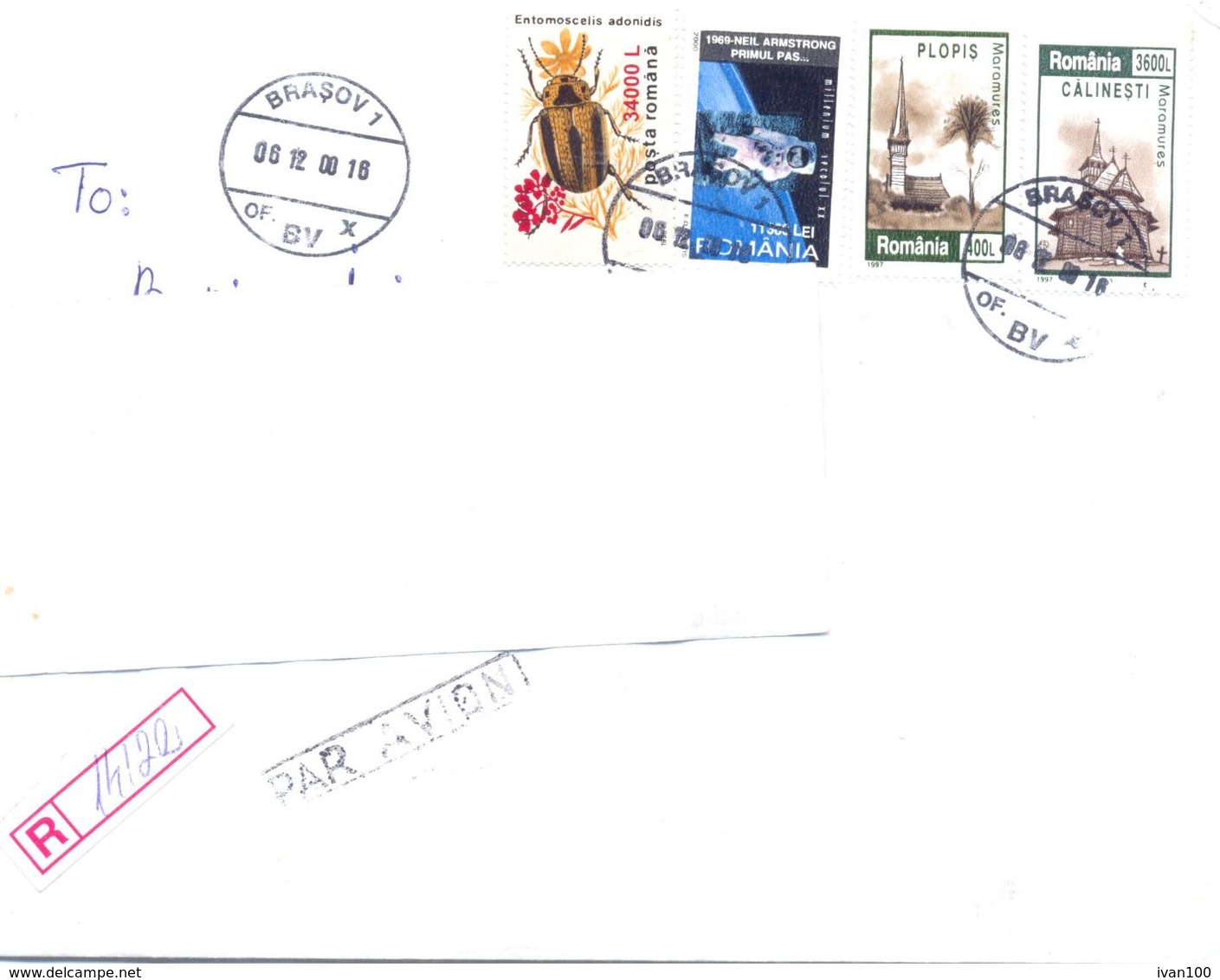 2000. Romania, The Letter Sent  By Registered Air-mail Post To Moldova - Brieven En Documenten