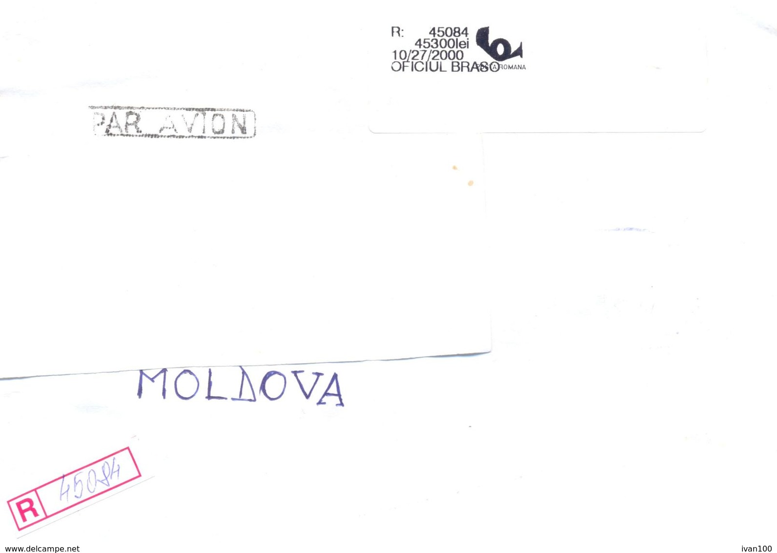 2000. Romania, The Letter Sent  By Registered Air-mail Post To Moldova - Lettres & Documents