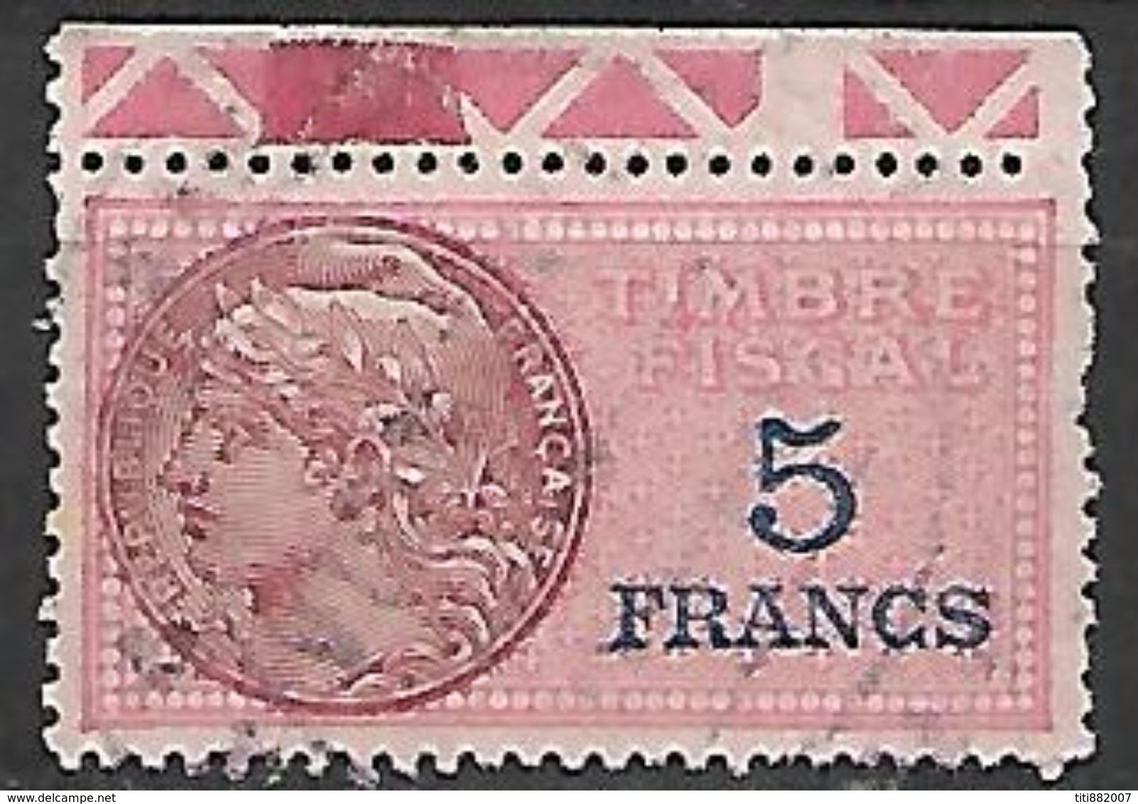 FRANCE    -    Timbre    Fiscal   De  5  Francs   Oblitéré - Zegels