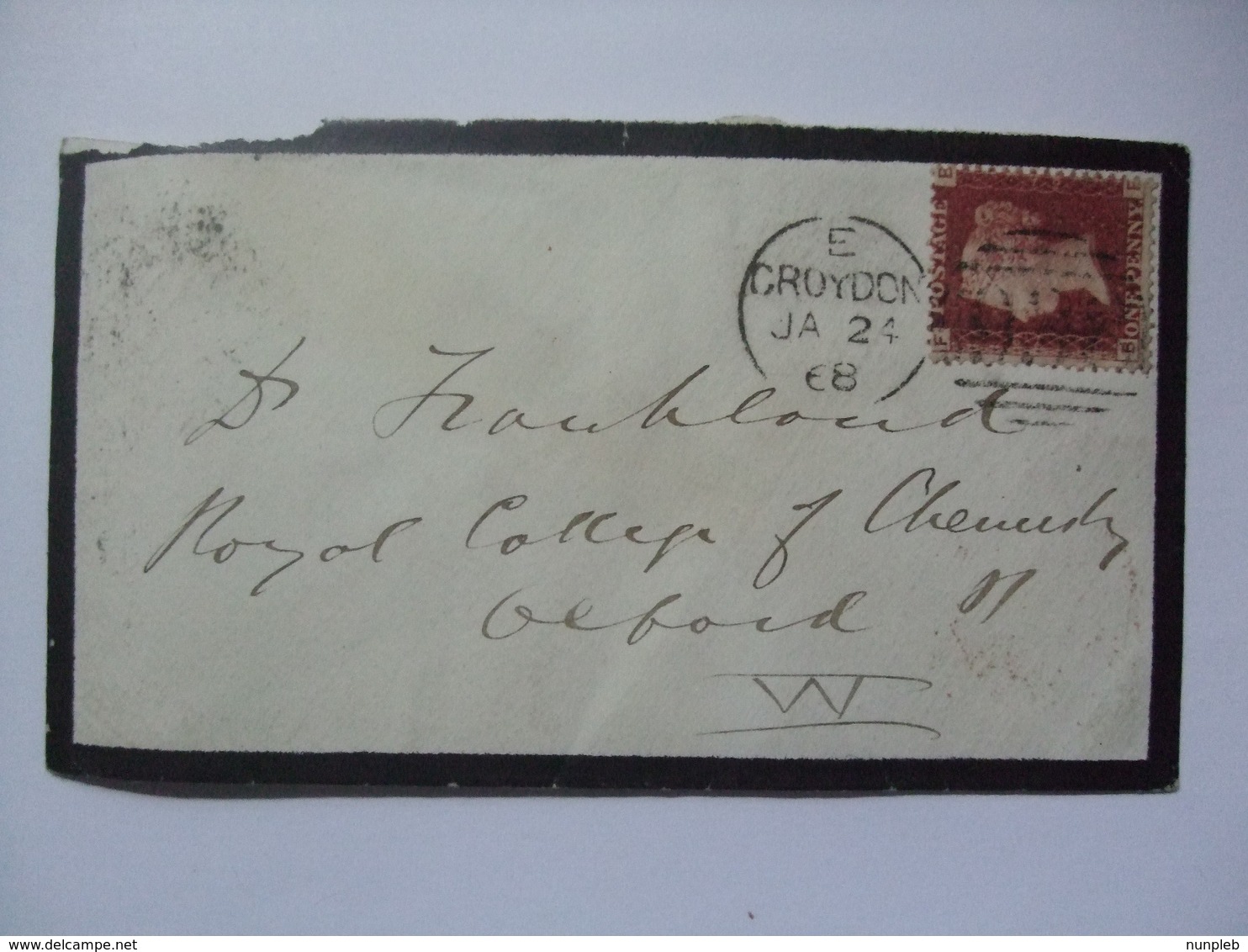 GB - 1868 Victoria 1d Red Plate 79 Cover - Croydon To London  - Sent To Sir Edward Franklin Distinguished Chemist - Lettres & Documents