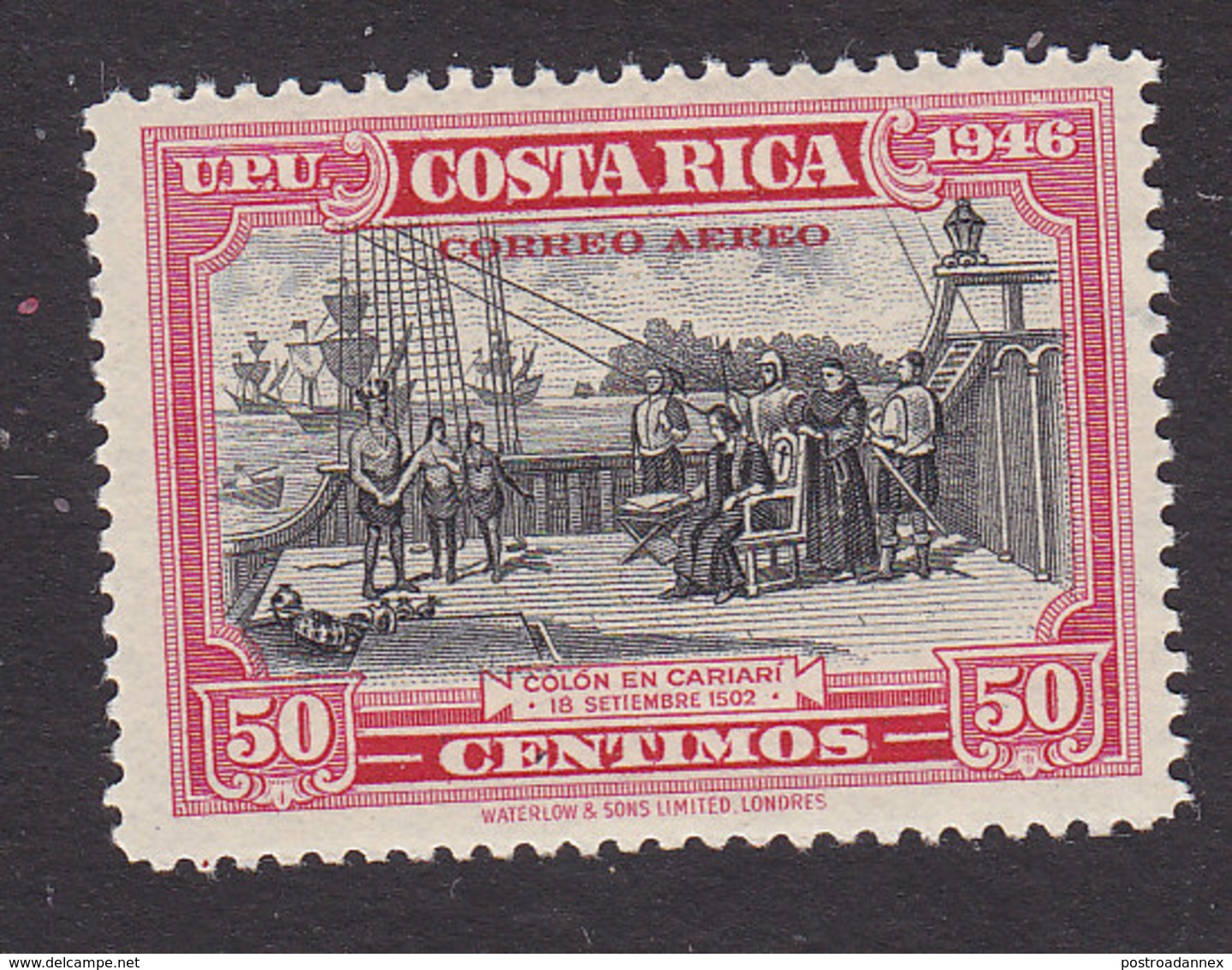 Costa Rica, Scott #C152, Mint Hinged, Columbus In Cariari, Issued 1947 - Costa Rica