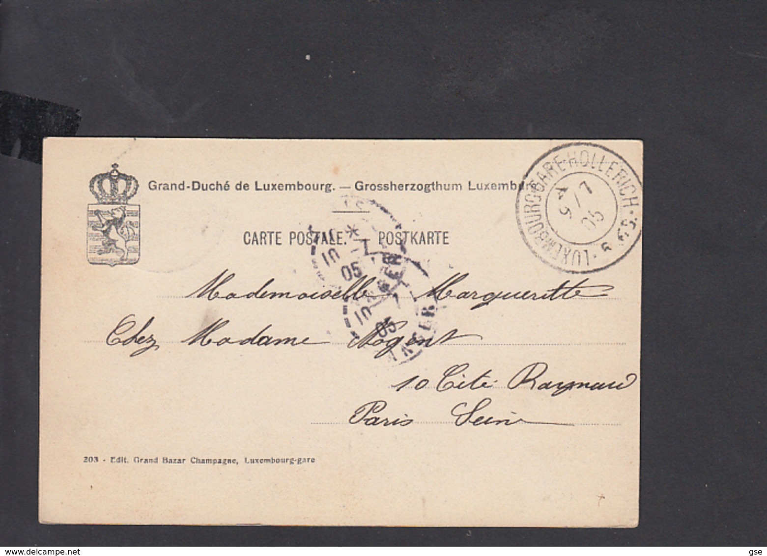 LUSSEMBURGO  1905 - Cartolina Con Francobollo Sulla Figura - 1895 Adolphe Right-hand Side