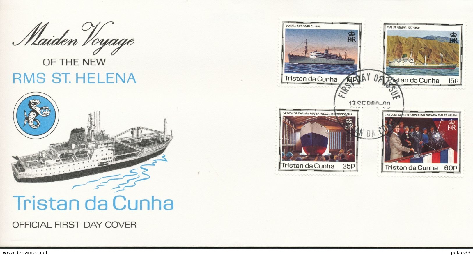 Tristan Da Cunha  - Mi.Nr. 495 - 498   FDC     Indienststellung Der Neuen RMS „St. Helena  1990 - Tristan Da Cunha