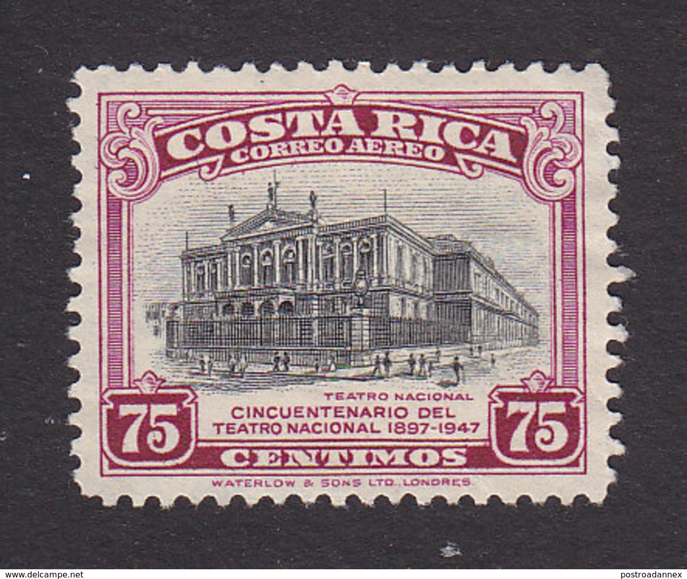 Costa Rica, Scott #C173, Mint No Gum, National Theater, Issued 1948 - Costa Rica