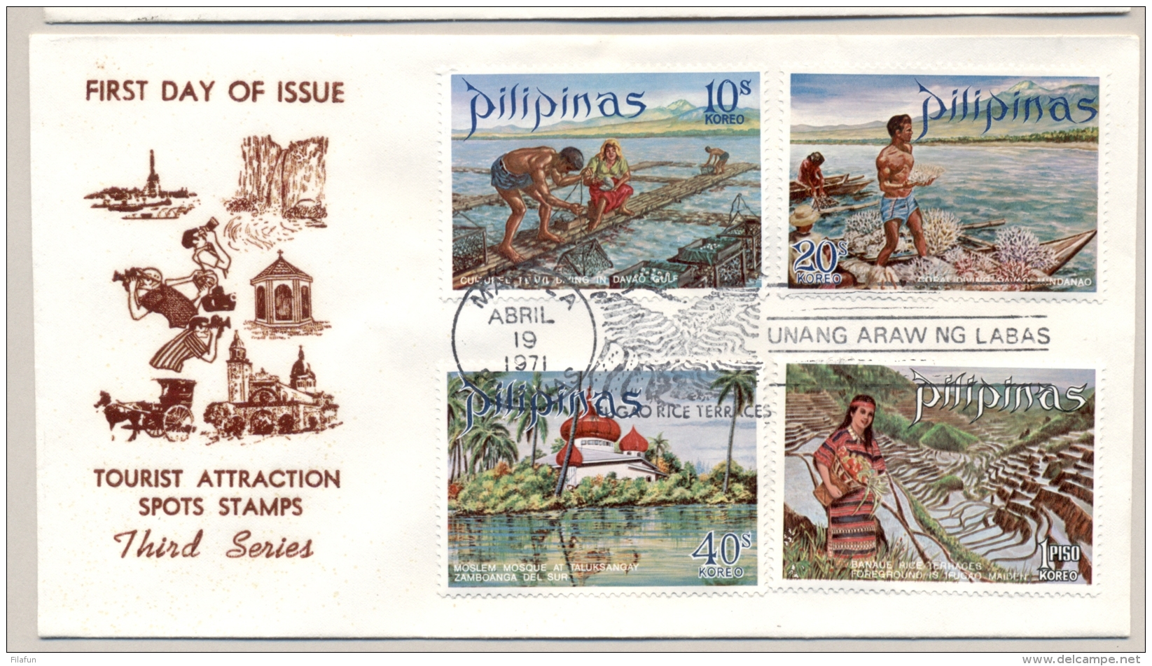 Pilipinas / Phillipines - 1971 - 3 FDC's - No Address - Tourism, Fishing - Filippijnen