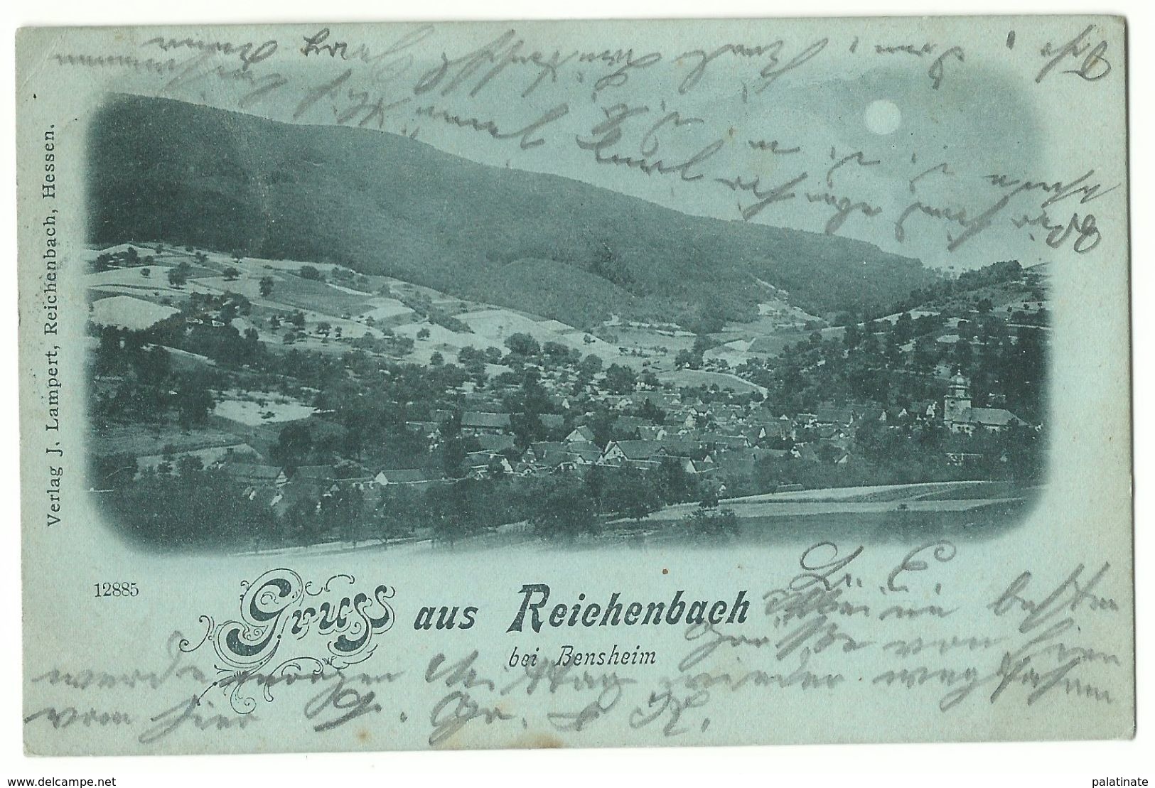 Reichenbach Bei Bensheim Mondschein-AK 1899 - Bensheim