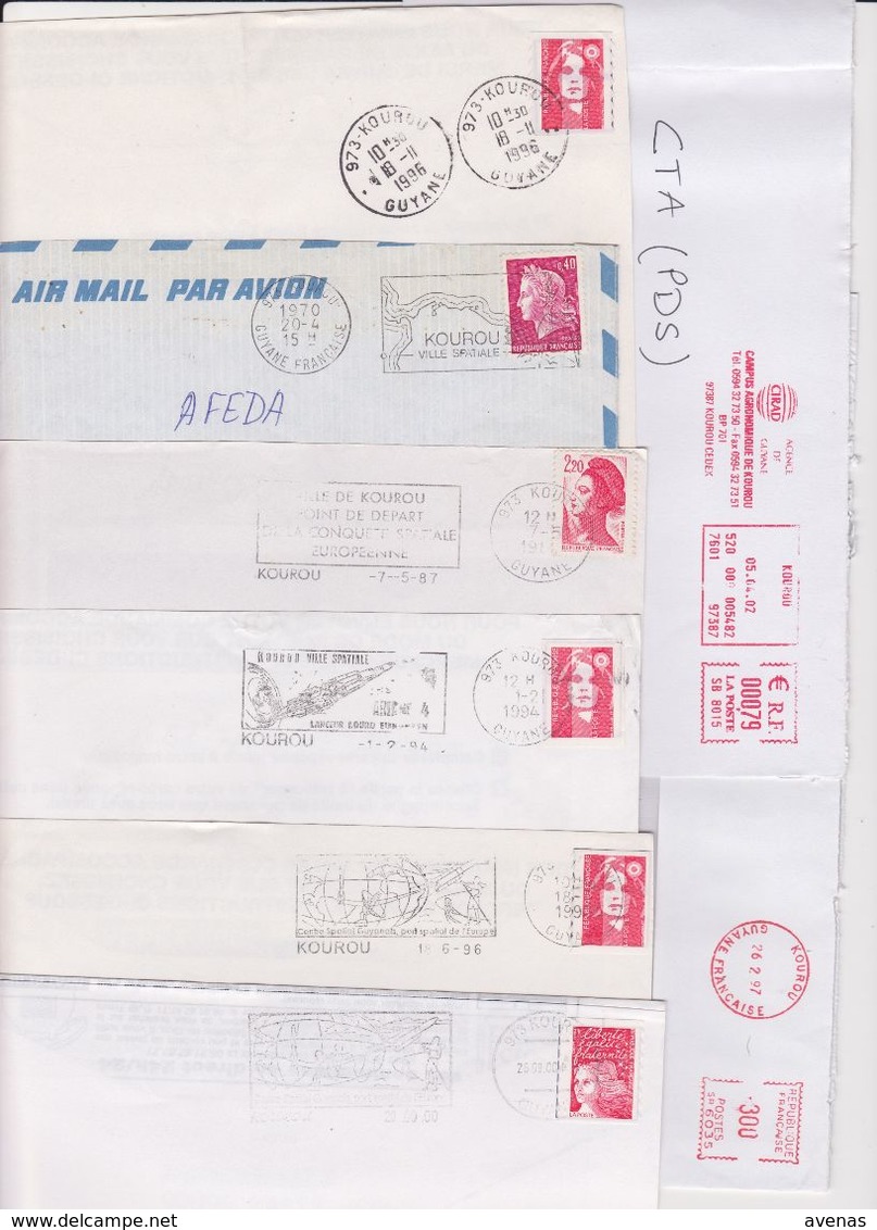 Lot Département 973 GUYANE : 8 Plis Bureau KOUROU ( TàD Manuel - Machine SECAP Et MEGRAS - EMA SATAS ) - Lettres & Documents