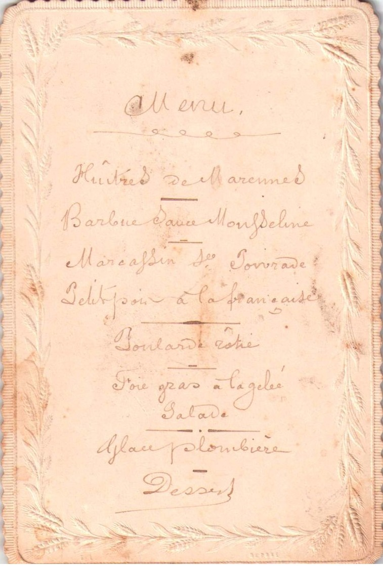 Lot De 5 Menus Gauffrés - Scans Recto-verso - Ex-libris