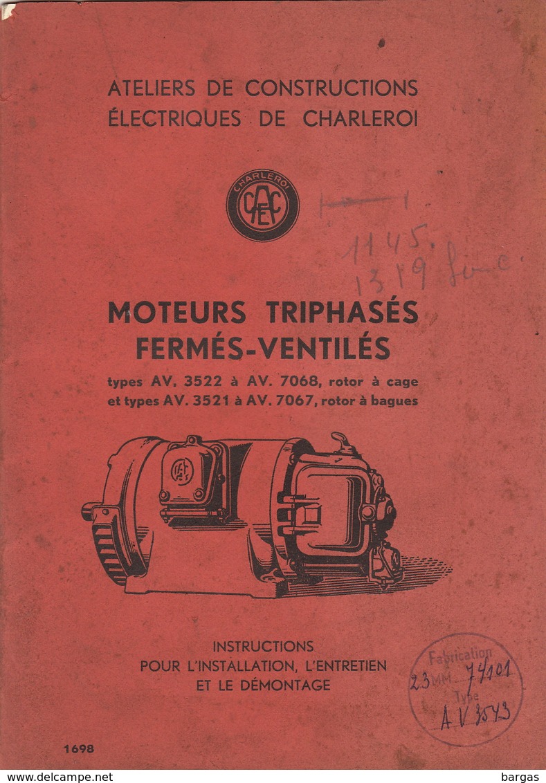 Catalogue ACEC Ateliers De Constructions Electriques De Charleroi Moteur - Electricity & Gas