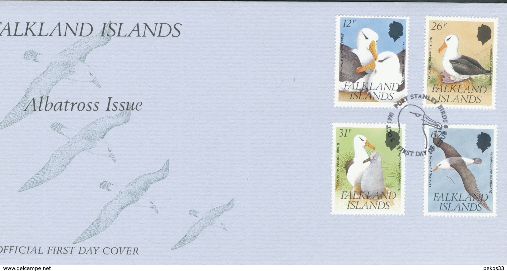 Falklandinseln  Mi.Nr.  529 - 532      FDC       Schwarzbrauen-Albatros  1990 - Falklandinseln