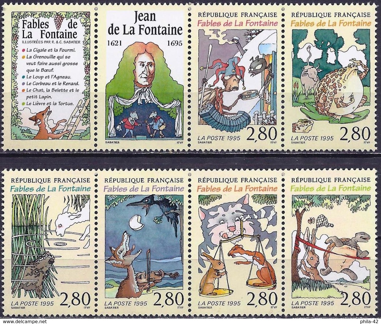 France 1995 - The Fables Of La Fontaine ( Mi 3101/06 - YT 2958/63 ) MNH** Complete Series + Labels - Unused Stamps