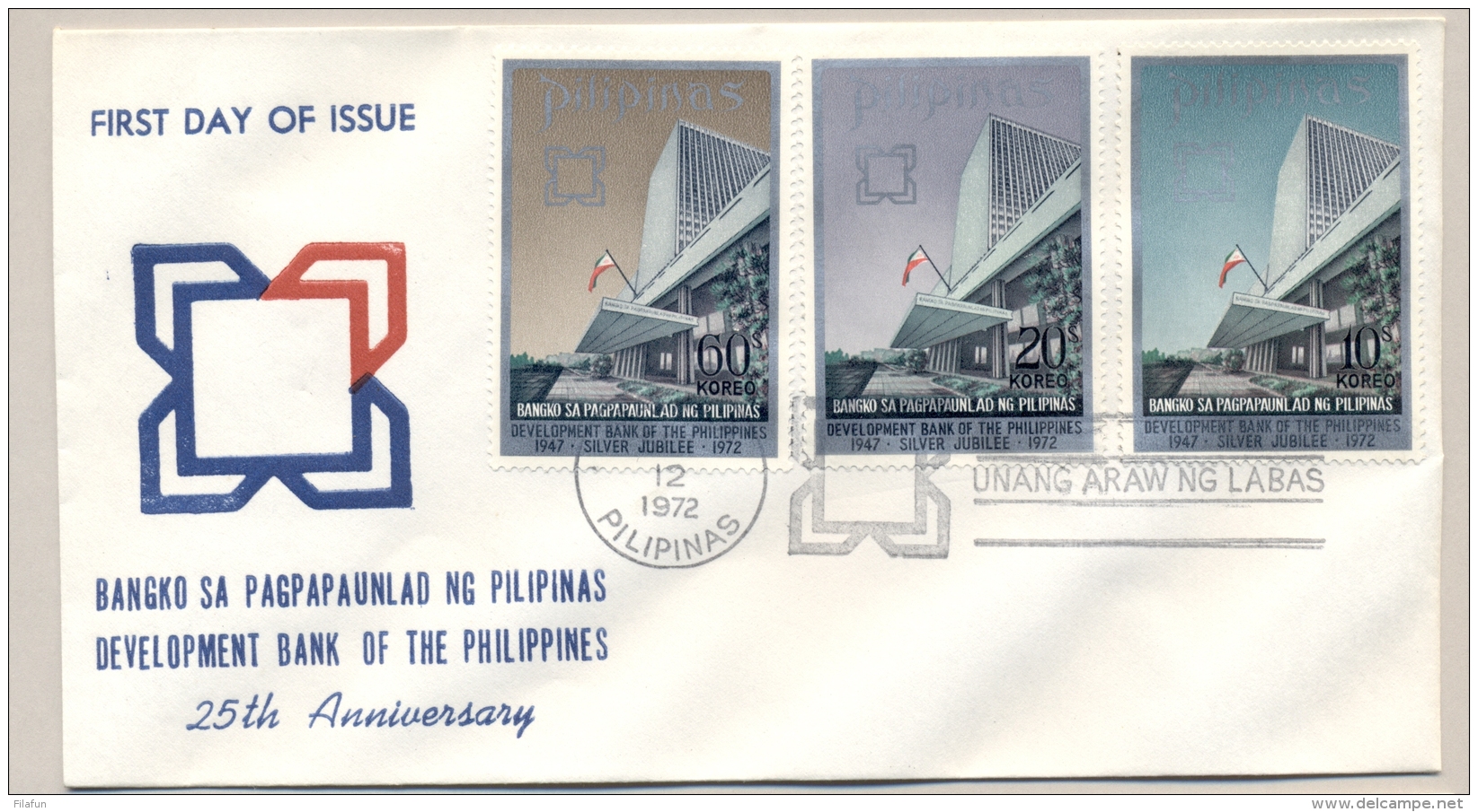 Pilipinas / Phillipines - 1972 - 3 FDC's - No Address - Development Bank, Pope Paul VI, Kennedy, Bonifacio, Magsaysay - Filippijnen