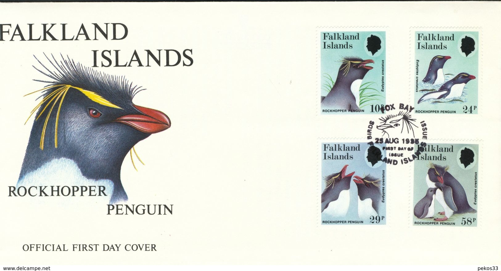 Falklandinseln  Mi.Nr. 453 - 456 -   FDC    Felsenpinguin.  1986 - Falklandinseln