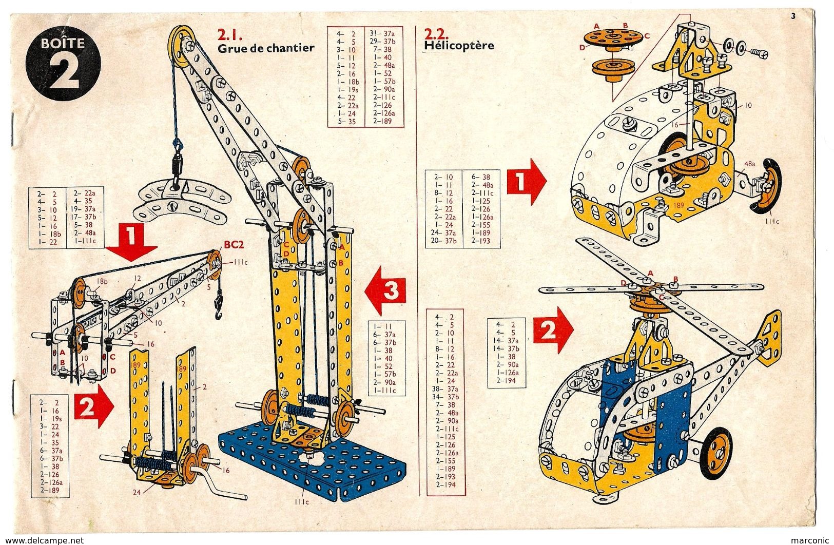 LOT De 4 NOTICES De CONSTRUCTION MECCANO - Boîte 2, 3, 4, 5 - Meccano