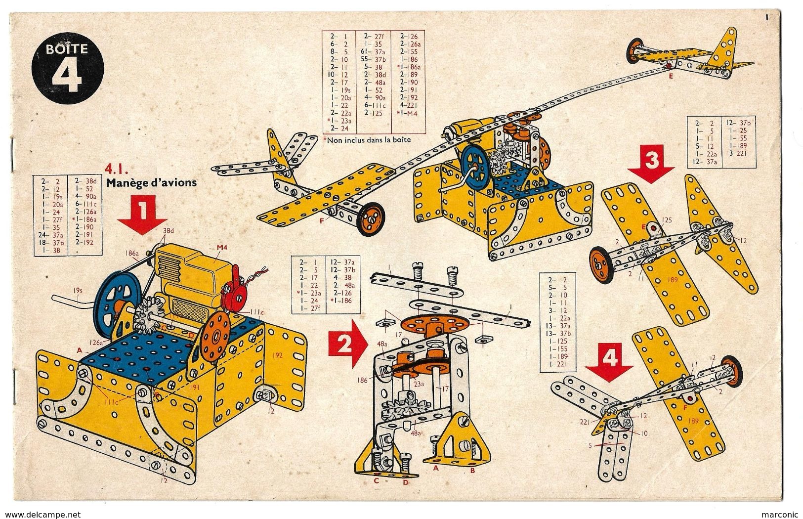 LOT De 4 NOTICES De CONSTRUCTION MECCANO - Boîte 2, 3, 4, 5 - Meccano