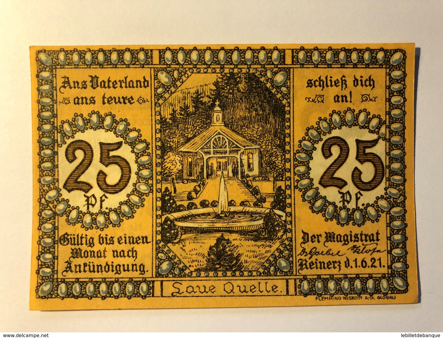 Allemagne Notgeld Reinerz 25 Pfennig - Collections