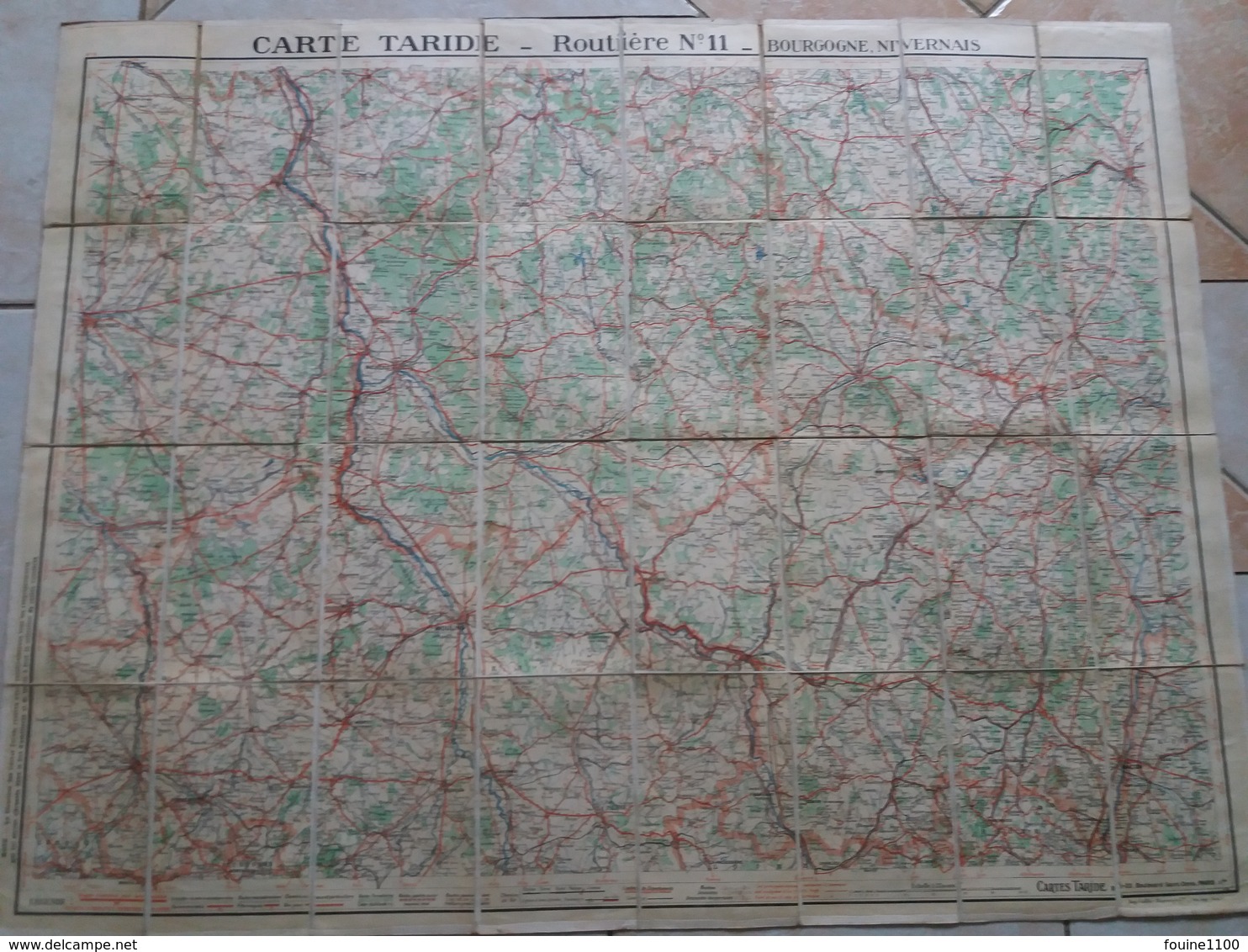 Carte  TARIDE Routière N° 11 Bourgogne Nivernais   ( Sur Toile / Ou Carte Toilée ) - Cartes Routières