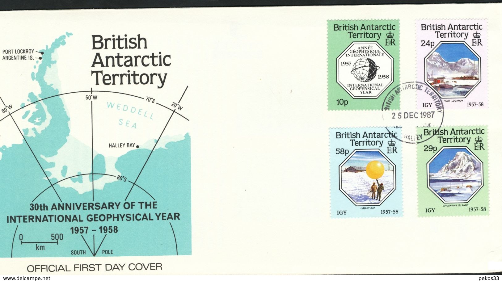 Britische Gebiete In Der Antarktis  - Mi.Nr. 144 - 147  - FDC  30. Jahrestag Des Internationalen Geophysikalischen Jahre - FDC