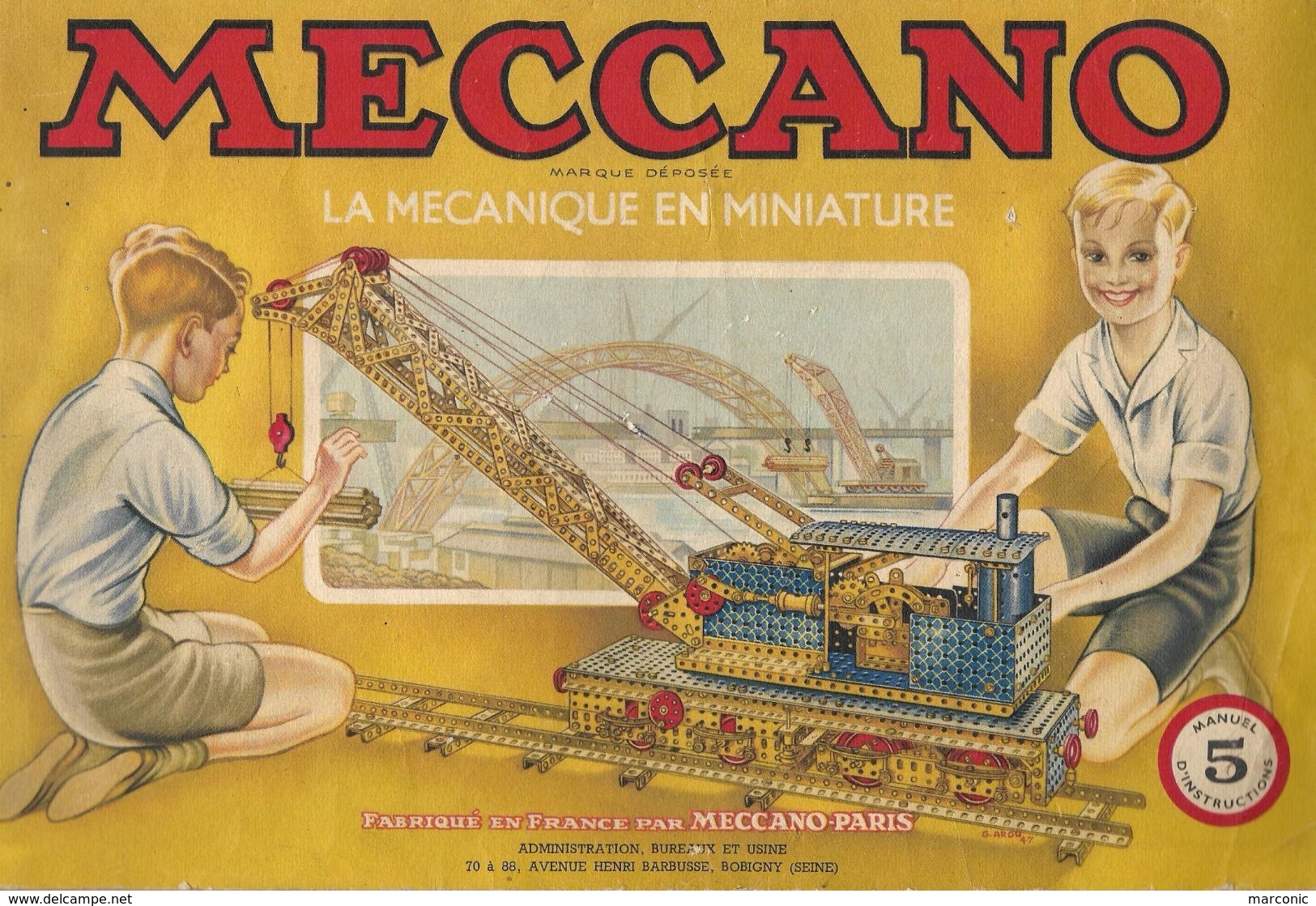 MANUEL D'INSTRUCTIONS  MECCANO - N° 5 - La Mécanique En Miniature - Meccano