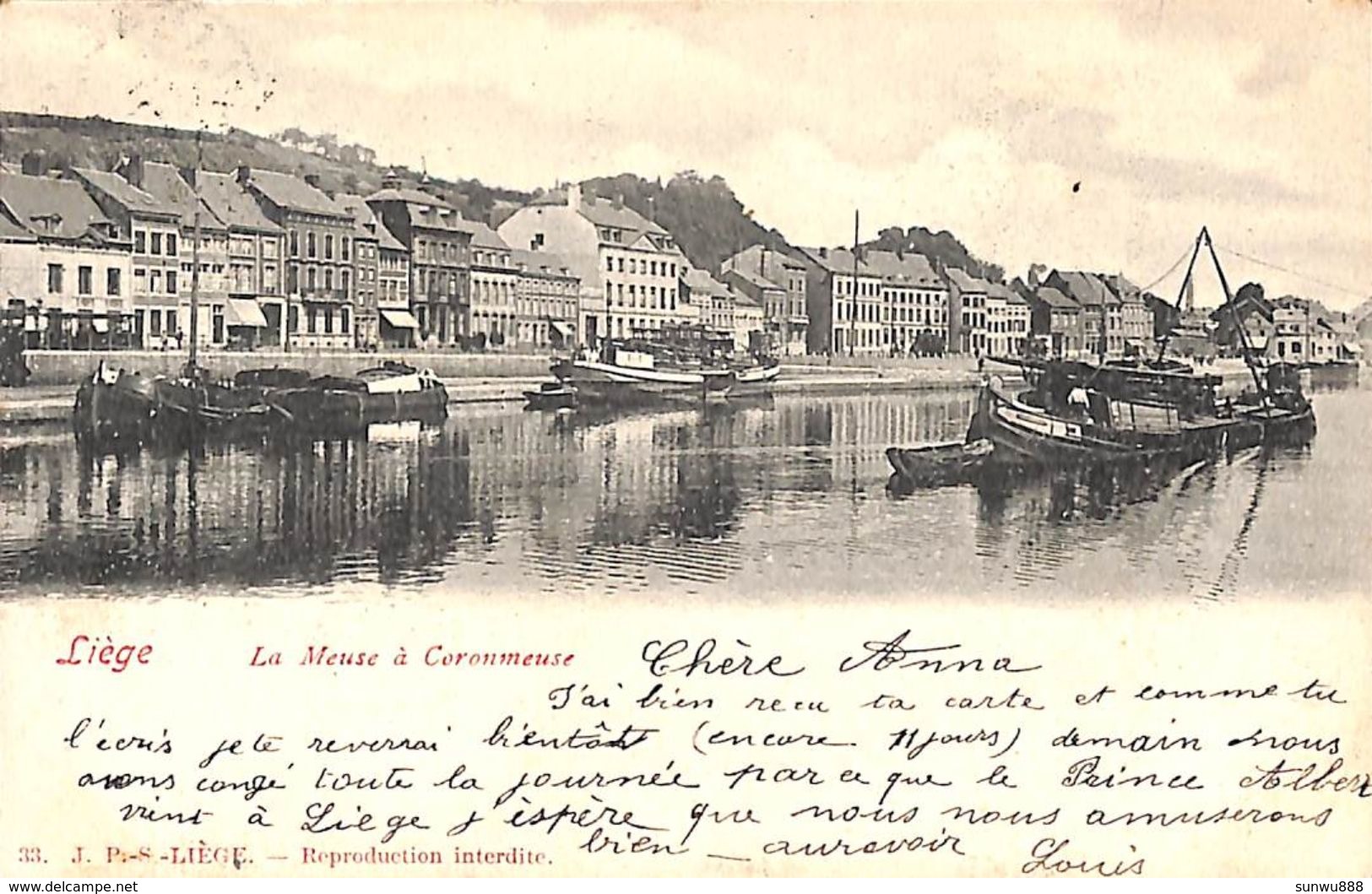 Liège Herstal - La Meuse à Coronmeuse (animée, Edit J P S, 1902) - Herstal