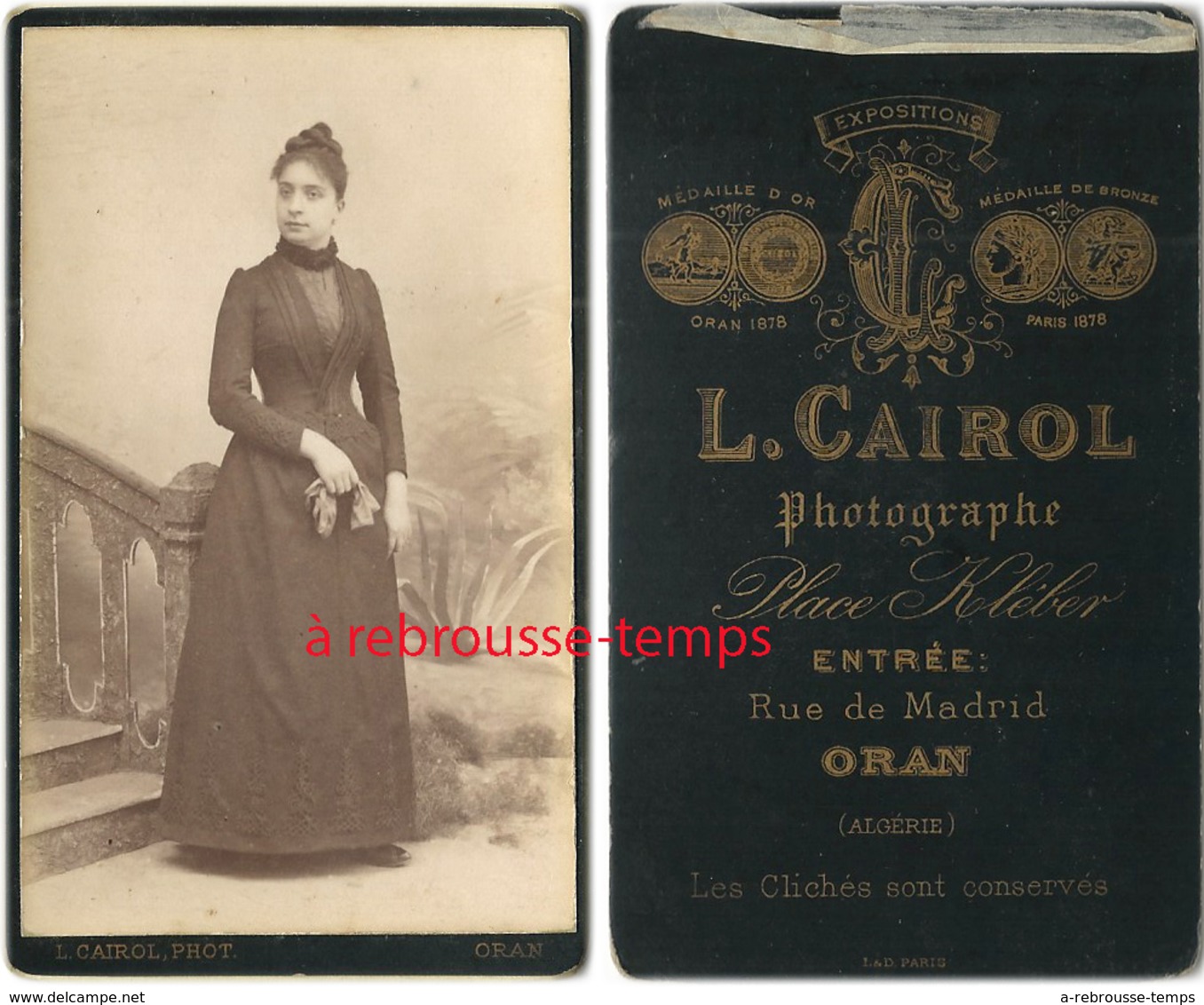 CDV Algérie- Jeune Femme élégante Mode-photo L. Cairol Rue De Madrid à Oran - Old (before 1900)